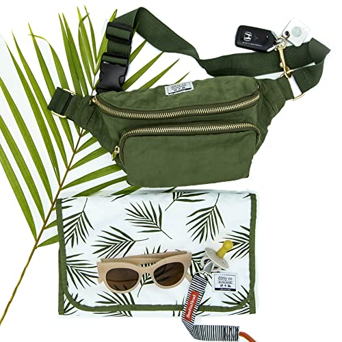 Ditty Co. - Lanikai Small Diaper Bag - Portable Changing Pad - Crossbody Bags For Women - Fanny Pack - Baby Travel Essentials (Olive Green) - color: Olive Green