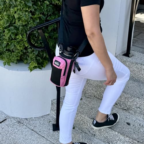 Arca Gear Hydro Carrier 32 oz Small - Insulated Water Bottle Sling w/Carry Handle, Shoulder Strap, Wallet and Two Pouches - The Perfect Flask Accessory - color: Sunset Pink
