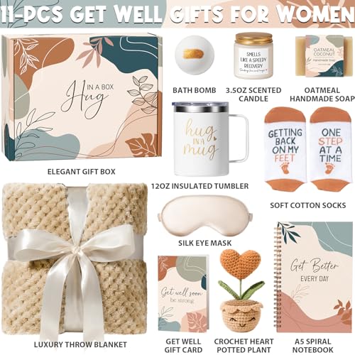 Get Well Gifts Basket for Women After Surgery Recovery Cancer Care Package - color: Light Tan