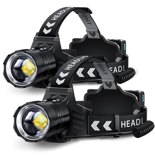 FINICO Rechargeable LED Headlamp 99000 High Lumens,95 Hours Long Lasting - size: 2 Pack