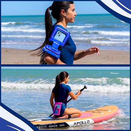 AQUAVAULT Floating Waterproof Phone Pouch, IPX8 Underwater, Large, 2 Pack - color: Blue and Pink