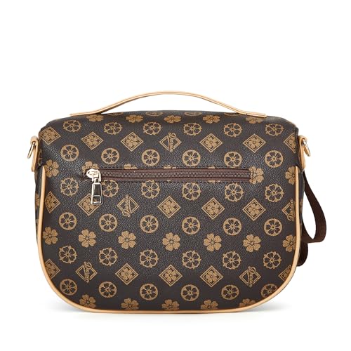 Makes Checkered Crossbody Bag Bum Bag for Women with Pouch - color: Coffee Flower