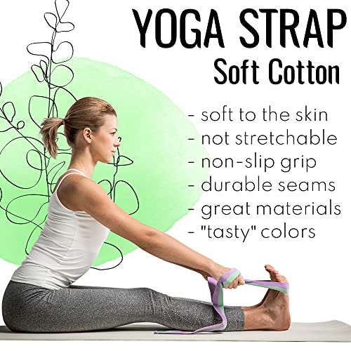 TECEUM 2 IN 1 Yoga & Mat Strap for Stretching – Cotton – 6/8/10 ft - color: Lavender Green, size: 8 ft