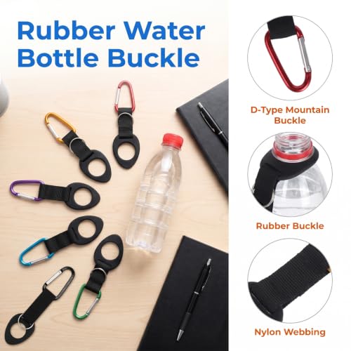 6-Pack Durable Silicone Water Bottle Holder with Carabiner Clip & Key Ring