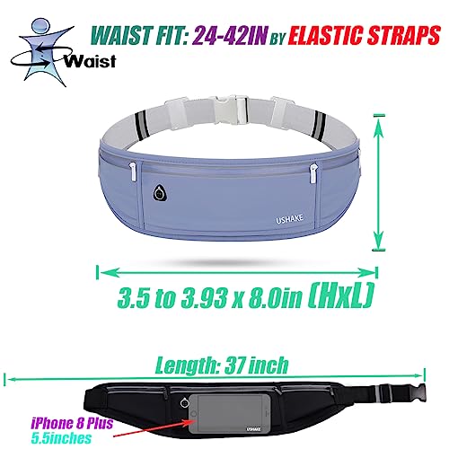 USHAKE Slim Running Belt, Bounce Free Fanny Pack Phone Holder - color: Dark Blue