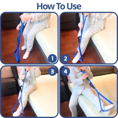 Leg Lifter for After Hip Replacement & Knee Surgery Recovery - Rigid Leg Lifter with Large Foot Loop, Elderly Mobility Aid, Post-Surgery Assist Device, After Surgery Must Haves. (Blue) - color: Blue