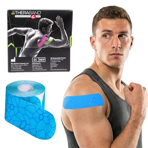 THERABAND Kinesiology Tape for Shoulder, Back & Knee, 2", Blue/Blue - color: Blue/Blue