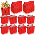 10 Pack Large 18L Insulated Grocery Bag Bulk Zippered, Red - color: Red