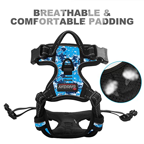 BARKBAY Dog Harness No Pull for Small Sized Dog Front Back Clips,Dog Vest - color: Blue Camo, size: Small(Chest:19.5-26")