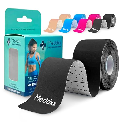Kinesiology Tape Precut Strips - Waterproof Rayon Athletic Tape for Knee, Shoulder, Back & Muscle Pain Relief, Hypoallergenic Latex-Free Sports Tape, Reflective, 25cm Strips, 20 PCS/Roll (Black) - color: Black
