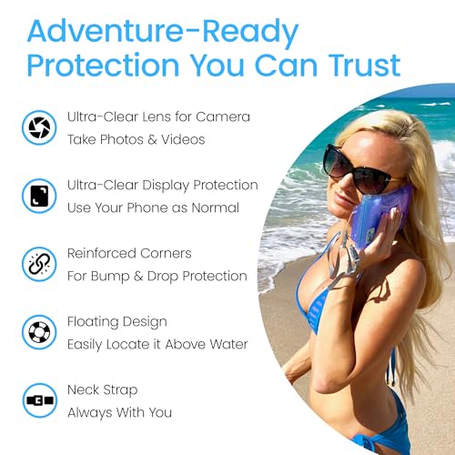 AquaVault Floating Waterproof Phone Pouch Case Universal for iPhone Android - color: Blue