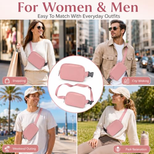 Fanny Pack, Adjustable Crossbody Waist Bag, Pink - color: Pink