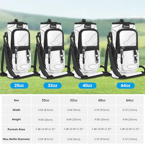 ToLuLu 25/32/40oz Water Bottle Carrier Bag Pocket,Insulated Neoprene Adjustable Shoulder Strap Water Bottle Pouch Case, Crossbody Water Bottle Holder Sling Sleeve for Men Women Adults - color: Arts White, size: 25 OZ
