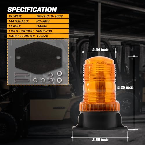 6-Pcs 30 LEDs Amber Forklift Beacon Strobe Light, Emergency Warning Safety Flashing Lights for DC 10-110V Construction Work Trucks, Mower, Tractor, Golf Carts, Bus, Snow Plow, Towing Vehicles - size: 6-PCS
