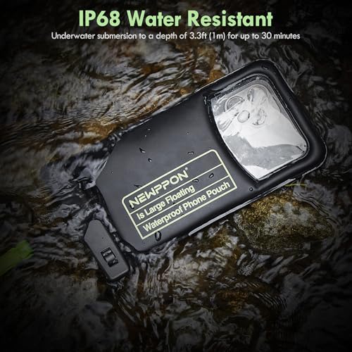 10.5" Large Floating Waterproof Phone Pouch - 2 Pack Float Clear Cell Holder Protector with Lanyard - Universal Floatable Water Proof Dry Bag for iPhone Samsung Galaxy for Beach Swimming Pool - color: 2 Pack Large Black