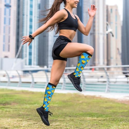 Avocado Compression Socks Women Men Knee High Stock for Running Work Support Nurses Travel - color: Duck