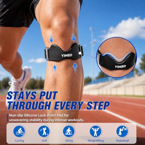 Patellar Tendon Support Strap, Silicone Knee Band for Pain Relief, Black - color: Black 1 Pack