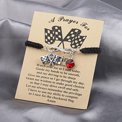 MYOSPARK Racing Gift Racing Bracelet Racing Enthusiast Gift Racing Flag Charm Jewelry Race Day Gift Drag Racing Gift - color: Racing Card BR