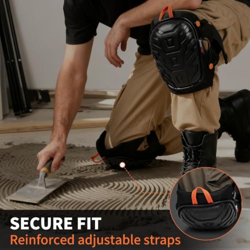 GRENPRO Heavy Duty Work Knee Pads, Quick Release Buckle for Construction - color: Upgraded Black