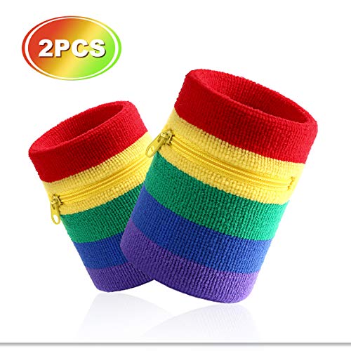 Hoter Sport-Wristband Wrist-Pouch Zipper Wrist-Wallet - Running Tennis Wrist Wallet Thick Solid Color Sweatband Wallet for Keys ID Cards,1PCS/2PCS Pack