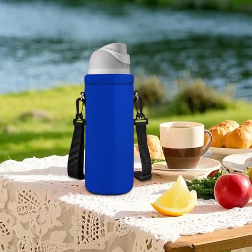 AUPET Water Bottle Sling Bag Carrier Crossbody Sleeve,Insulated Neoprene Bottle Case Holder Pouch Cover 500ML/17oz with Shoulder Strap for Walking Women Men - color: Pure Blue