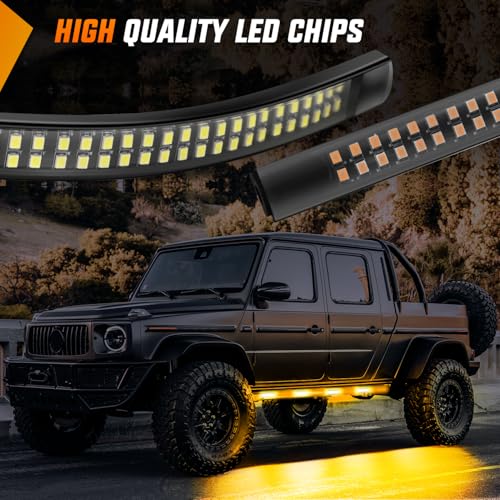 Nilight 2PCS 70 Inch Running Board LED Lights Strip Amber White for Truck - color: Amber White