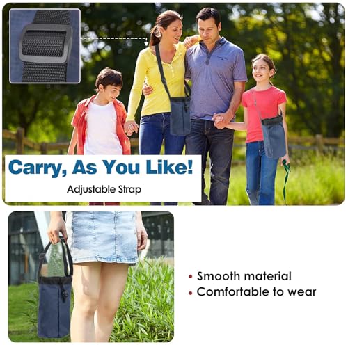Trail maker Water Bottle Carrier Bag with Strap, Phone Pocket for Walking, Runs, Bike, Stainless Steel, Glass, Plastic - color: Navy