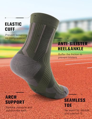 Mens Compression Running Socks: 360° Targeted Support Secure Fit - color: E-gray Blue Green, size: 9-13