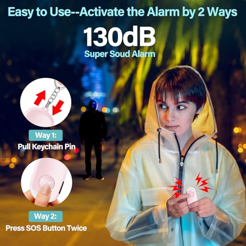 Hion Personal Safety Alarm for Women, 3 Pack Rechargeable 130dB Self Defense Alarm Keychain with LED Flashlight, Emergency Safe Sound Security for Children Elderly, Black+Pink+Blue - color: Black+pink+blue