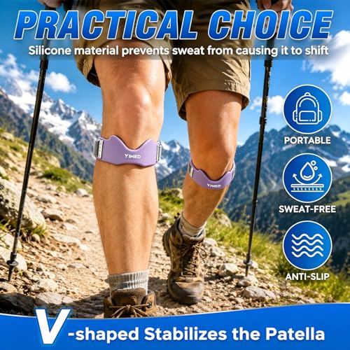 Patellar Tendon Support Strap, Silicone Knee Band for Pain Relief, Purple - color: Purple 1 Pack