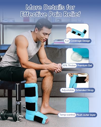 Comfytemp Ankle Foot Ice Pack Wrap, Reusable Leg Shin Ice Boot for Injury