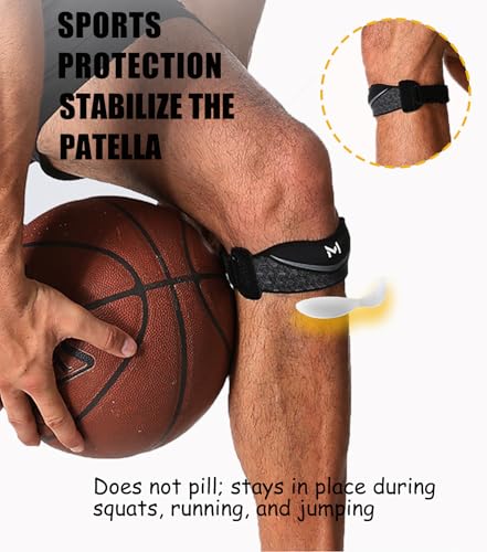 1 Pack Patellar Tendon Support Strap for Women and Men, Adjustable Knee Braces for Pain Relief for Tendonitis, Tennis, Running, Workout, Hiking(Black,One Size)