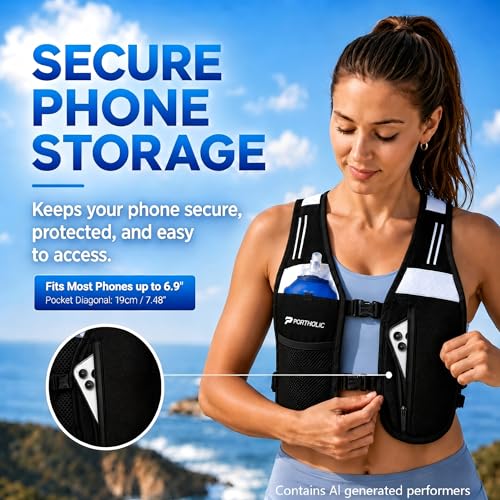 Running Vest for Women Men with 500ml Water Bottle |Adjustable Hydration Vest with Water Bladder |Reflective |Lightweight |Muti-Pockets - color: Black (500ml Water Bottle)