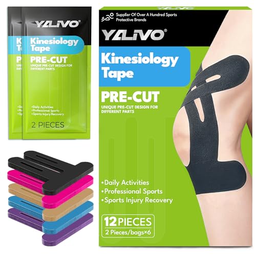 Precut Kinesiology Tape for Knees, 24 Pcs Individual Packaged (Black) - color: Black, size: 24PCS