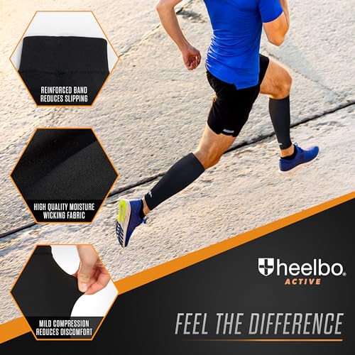 Heelbo Copper Infused Calf Compression Sleeves, Support Muscle Recovery & Blood Circulation, All Day Comfort, Breathable, Moisture Wicking, Black, Small - size: Small