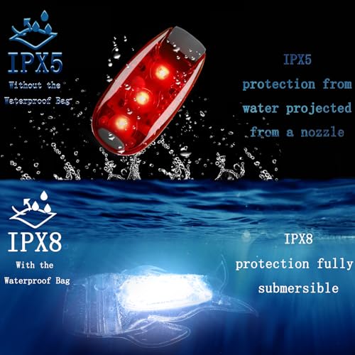 Amzonly 6pcs Navigation Lights for Boat Kayak, Battery Operated Safety Lights Kit for Night Kayaking, High Visibility, Boat Safety Whistle Included, 12PCS Extra Batteries - color: Red/ Green/ White