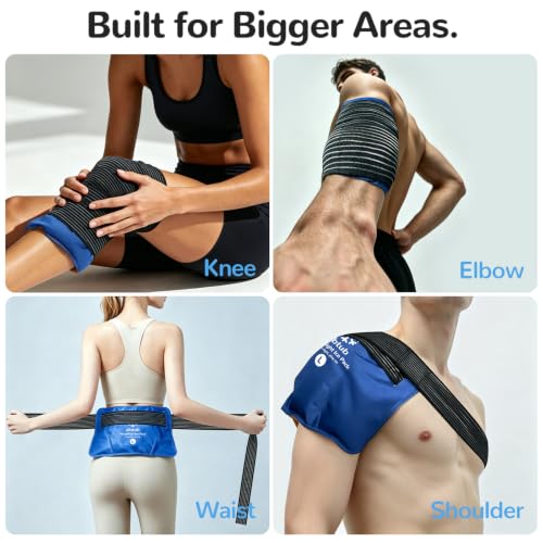 Hands-Free Ice Pack for Injuries Reusable, 10"×16" Flexible Cold Therapy - size: Hands-free L