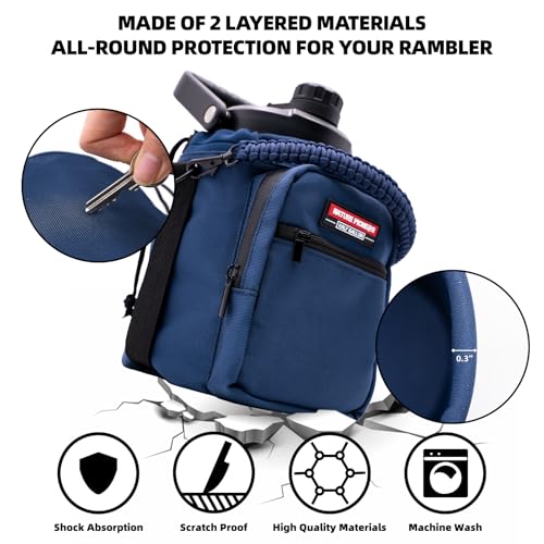NATURE PIONEOR 26-128 oz Insulated Water Bottle Carrier Holder with Strap - color: Navy, size: Half Gallon YETl