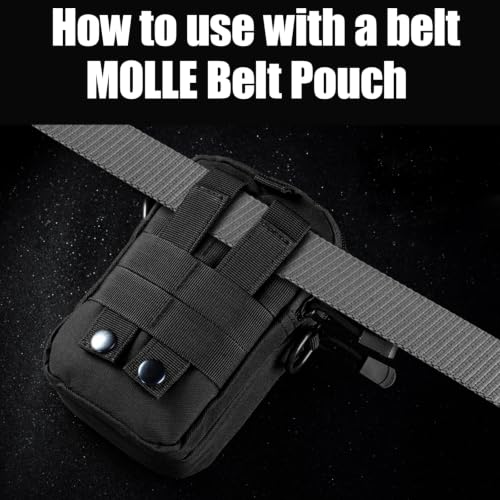 Belt Pouch, Tactical Molle Phone Pouch EDC Utility Pouches Waist Bag Packs, Small Cell Phone Holster Gear Tool Gadget Pocket for Men Running - color: Strap Black