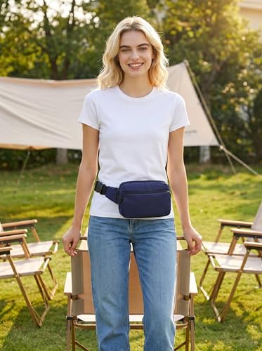 Fanny Pack Nylon Mini Belt Bag Everywhere Belt Bag for Women Water Repellent Waist Packs Crossbody Bags with Adjustable Strap - color: Blue
