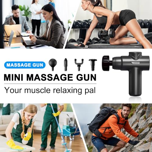 LEERCON Massage Gun with Heat, Deep Tissue Back Massager Gun Gifts for Men - color: E-black