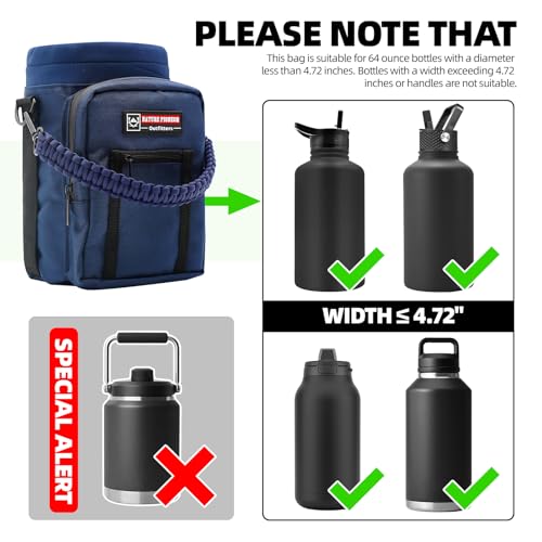NATURE PIONEOR 64 oz Insulated Water Bottle Carrier Holder with Strap - color: Navy, size: 64 oz