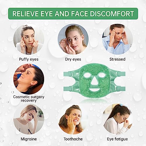 ZNÖCUETÖD Face Ice Mask Facial Ice Packs Gel Hot Cold Compress for Women - color: Green