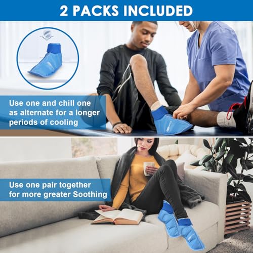 ComfiTECH Foot Ice Pack Wrap for Feet, Cooling Boot for Ankle, Cold Heel Pad for Plantar, Medium - size: Medium