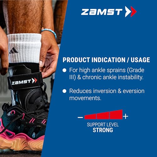 Zamst A2-DX Black Ankle Brace for Sports - Breathable Sports Ankle Support for Men and Women with Guard Stabilizers for High-Grade Ankle Sprain - Right, Medium - size: Medium, style: Black - Right
