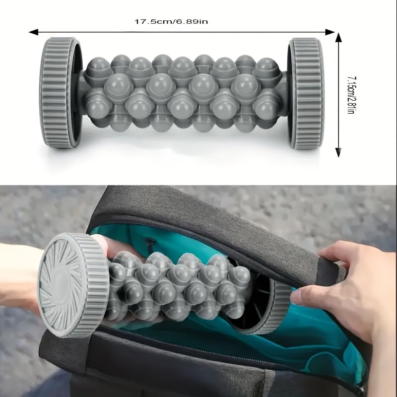 Portable Foot Massager Roller - Deep Tissue Muscle Massage for Plantar Fasciitis Relief, Heel & Arch Pain - Reflexology Therapy Tool for Men & Women (Dark Gray) - color: Dark Gray