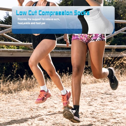 Iseasoo Ankle Compression Socks for Women Men, 5 Pairs Copper Running Socks - color: A02-5 White, size: Large-X-Large