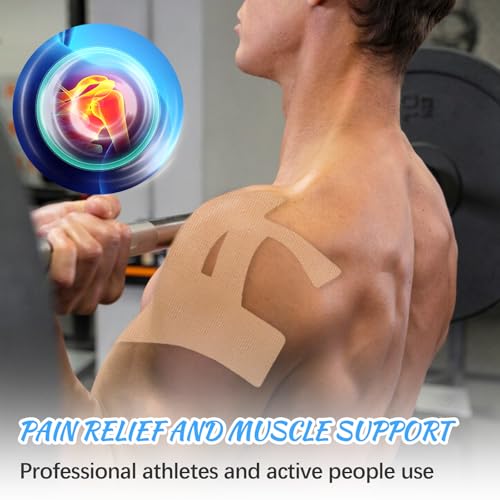 12Pcs Precut Shoulder Kinesiology Tape Sports Muscle Support Tape Skin Tone - color: Complexion