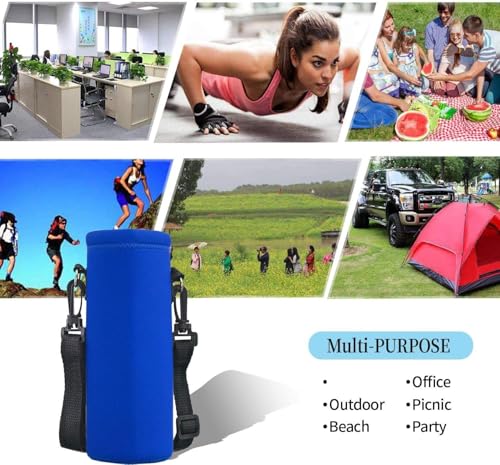 AUPET Water Bottle Sling Bag Carrier Crossbody Sleeve,Insulated Neoprene Bottle Case Holder Pouch Cover 500ML/17oz with Shoulder Strap for Walking Women Men - color: Pure Blue