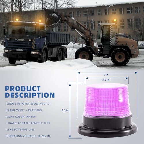 Purple Rooftop Beacon Strobe Lights w/Magnetic Base, 1-Pcs - color: 1× Purple